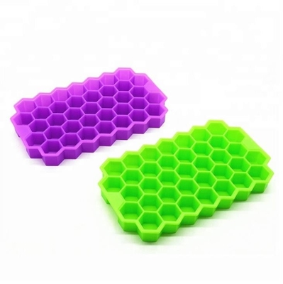 Color verde de Mini Ice Cube Tray Yellow del silicón del panal del hexágono