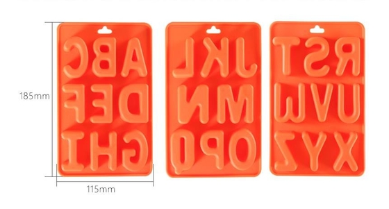 Bandeja de goma del cubo de hielo del diseño de 26 letras, bandejas flexibles del cubo de hielo sanas