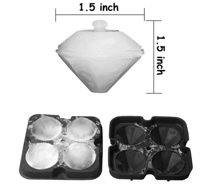 el cubo de hielo del silicón del diamante 3D moldea el 12*12*3.8CM para las bebidas