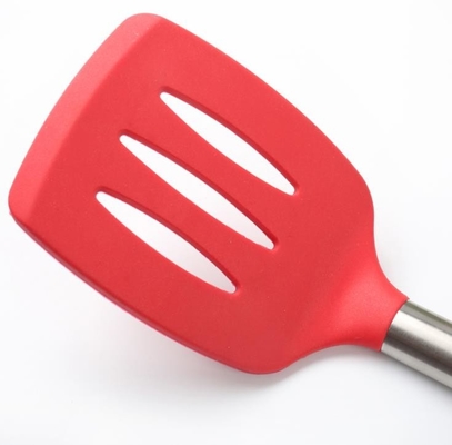 el silicón de la categoría alimenticia de la mano del acero inoxidable 201 ranuró a Turner que cocinaba la herramienta