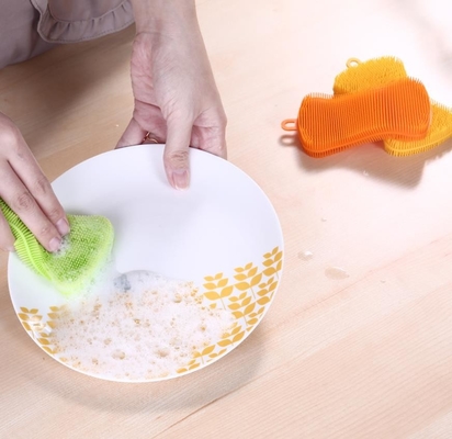Cepillo del lavado del silicón de la categoría alimenticia de la forma del jabón para los platos y la fruta de limpieza