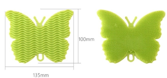 Cepillo del lavado del silicón de la categoría alimenticia de la forma de la mariposa para los platos y la fruta de limpieza