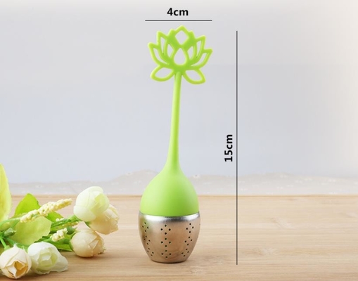 Tamiz del té del silicón de la categoría alimenticia de la forma de la flor de Lotus con el logotipo de la impresión