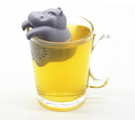 El hipopótamo gris del color formó el té Infuser del silicón de la categoría alimenticia del diseño