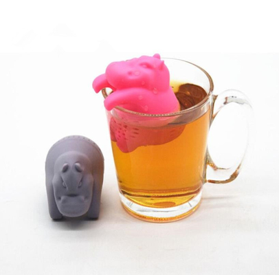 El hipopótamo gris del color formó el té Infuser del silicón de la categoría alimenticia del diseño