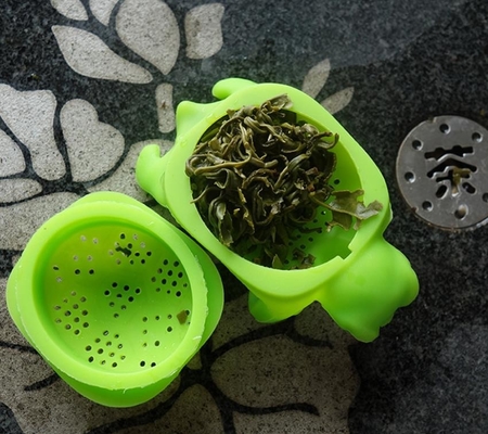 El animal del color verde formó los tamices del té del silicón de la categoría alimenticia de la tortuga