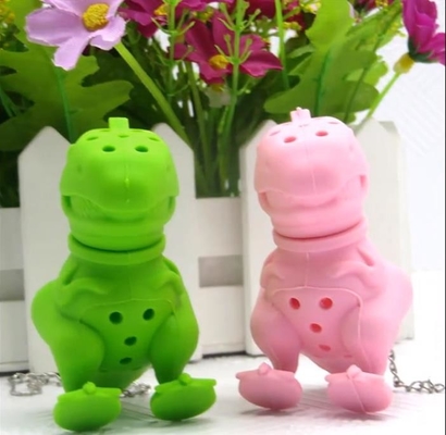 El dinosaurio formó la bolsita de té libre del silicón del diseño BPA FDA con el paquete de la caja