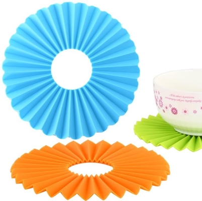 Herramientas acanaladas de la cocina del silicón, silicón redondo Placemats no resbaladizo