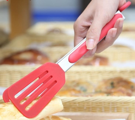 Pinzas imprimibles ranuradas de la espátula del logotipo de encargo de los artículos de la cocina del silicón de Turner