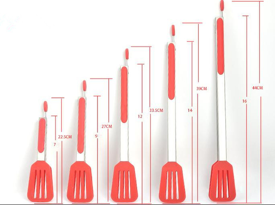 Pinzas imprimibles ranuradas de la espátula del logotipo de encargo de los artículos de la cocina del silicón de Turner