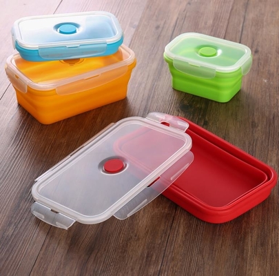 Sistema de la fiambrera plegable del silicón del contenedor de almacenamiento FDA de la comida del silicón 4 para los niños