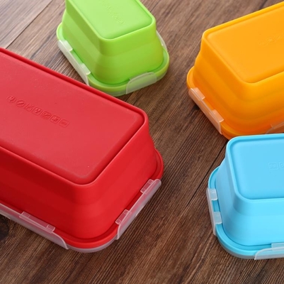 Sistema de la fiambrera plegable del silicón del contenedor de almacenamiento FDA de la comida del silicón 4 para los niños