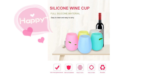 Taza colorida reutilizable irrompible del vino del silicio, copas de vino del silicón del café