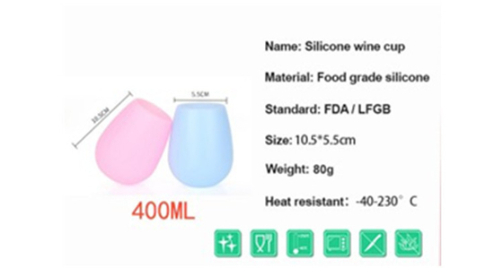 Taza colorida reutilizable irrompible del vino del silicio, copas de vino del silicón del café