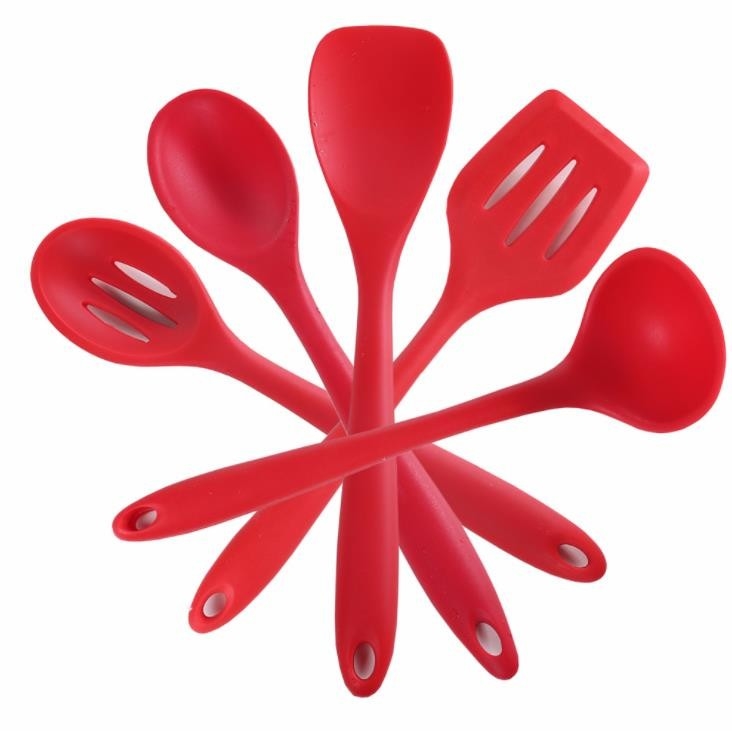 Silicón del color rojo de la categoría alimenticia que cocina sistemas de herramientas de la cocina 5 diversos estilos